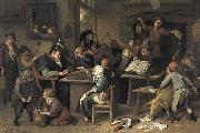 Jan Steen A school class with a sleeping schoolmaster, oil on panel painting by Jan Steen, 1672 oil painting artist
